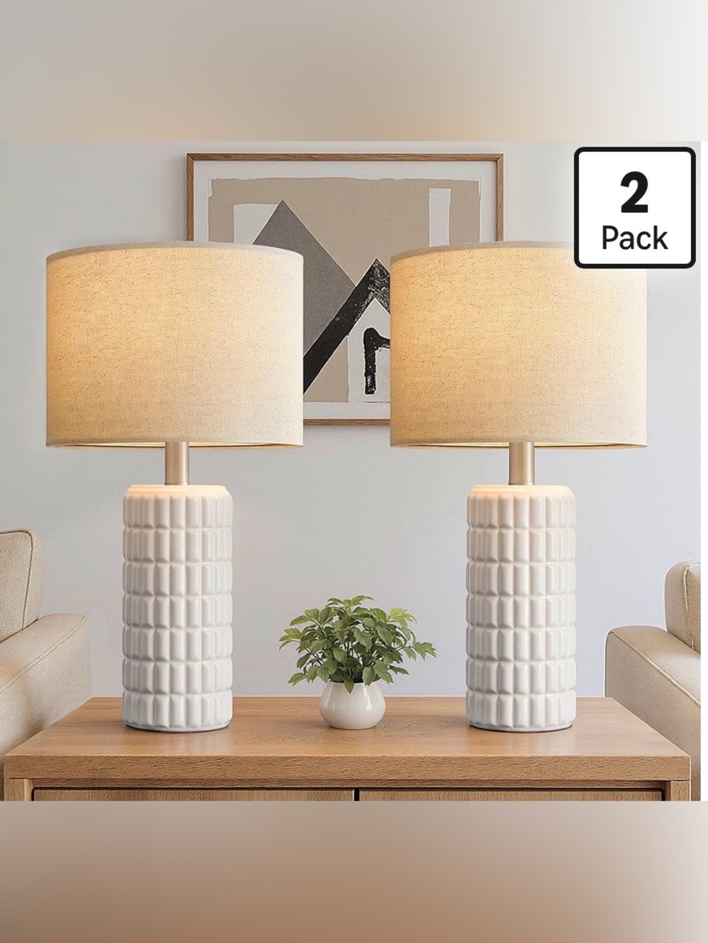 23" Modern Ceramic Table Lamps Set of 2, Lamps for Bedroom, White
Lamps for Livi